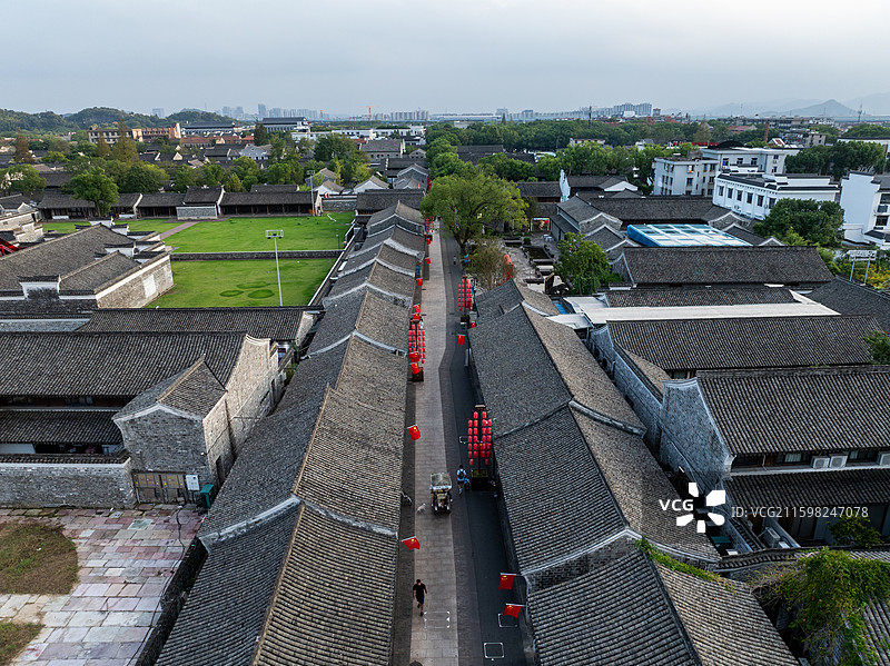 浙江宁波慈城古县城航拍图片素材