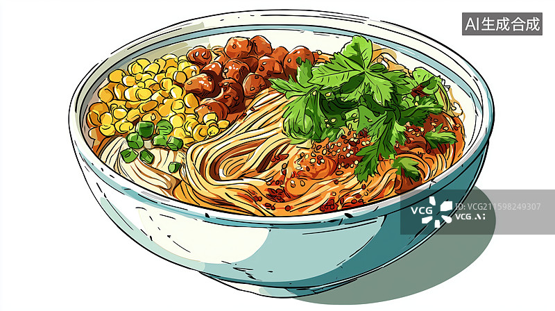 【AI数字艺术】一碗热气腾腾的面条图片素材