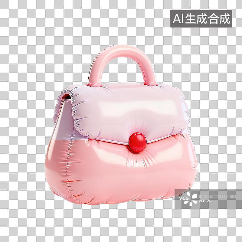 【AI数字艺术】3D三维膨胀气球风格女士手提包元素图片素材