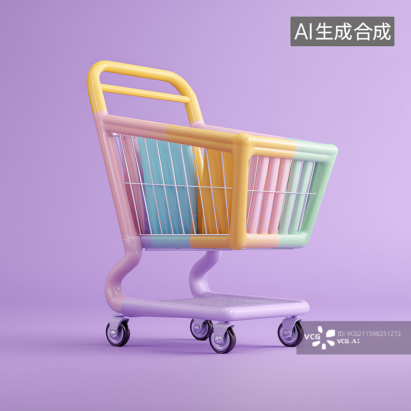 【AI数字艺术】多彩超市车圆润造型图片素材