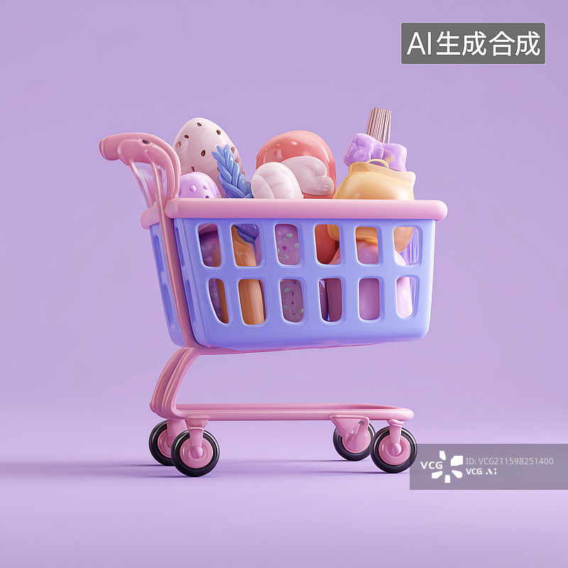 【AI数字艺术】多彩超市车圆润造型图片素材