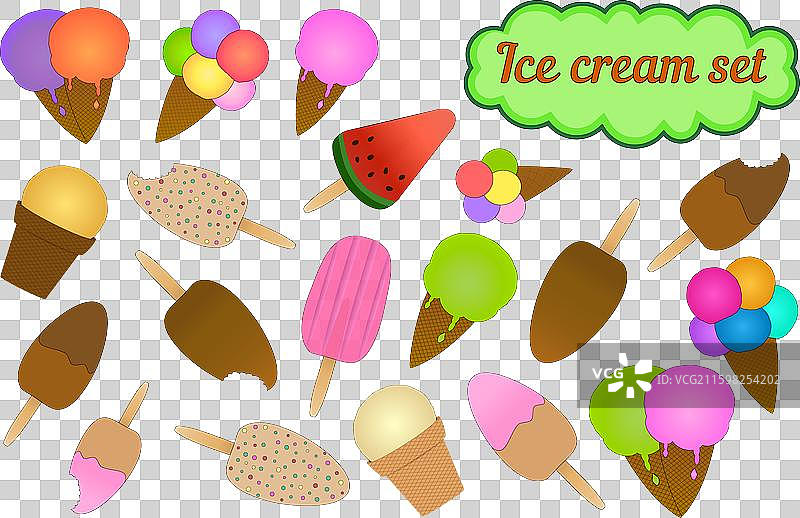五彩缤纷的冰淇淋套装图片素材