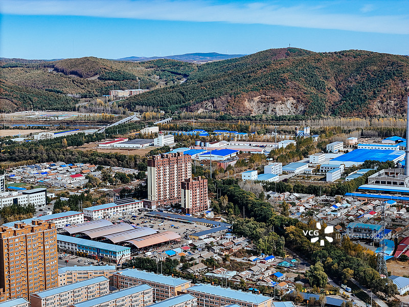 依兰县 依兰镇 通江路 东山公园 航拍图片素材
