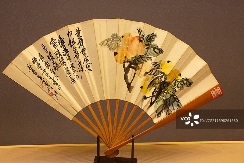 吉林省博物馆齐白石琵琶图成扇图片素材