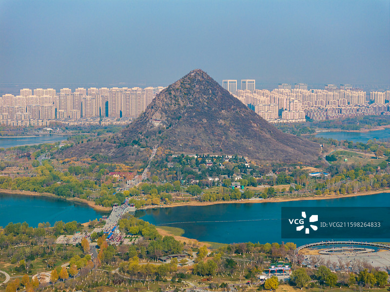 山东济南华山风景区航拍图片素材