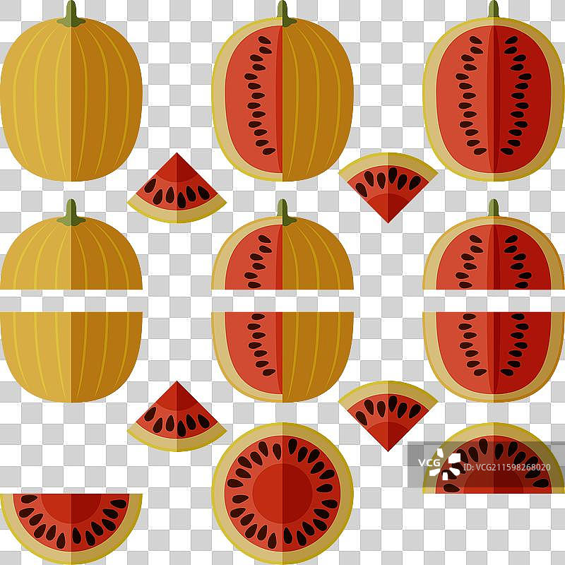 一套仙女西瓜扁平化设计图片素材