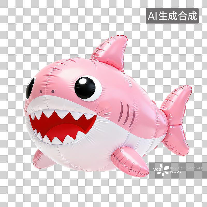 【AI数字艺术】3D三维膨胀气球风格鲨鱼元素图片素材
