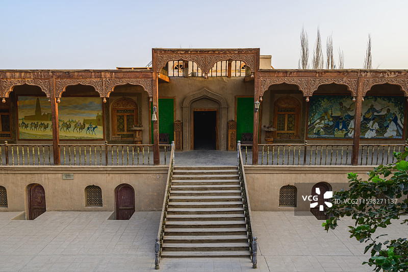 新疆吐鲁番，吐鲁番郡王府内景。图片素材