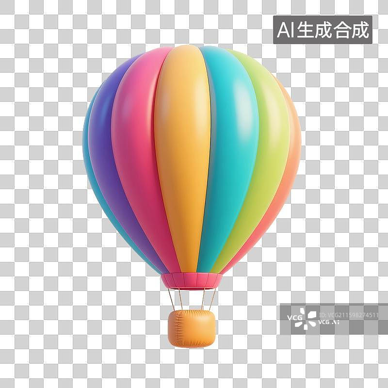 【AI数字艺术】3D渲染，卡通热气球，充气玩具，气球，免抠元素图片素材