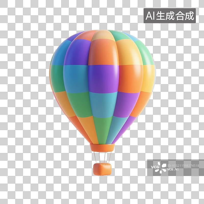 【AI数字艺术】3D渲染，卡通热气球，充气玩具，气球，免抠元素图片素材