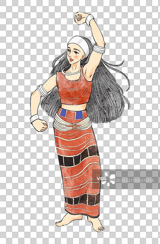 56民族，云南少数民族佤族。图片素材