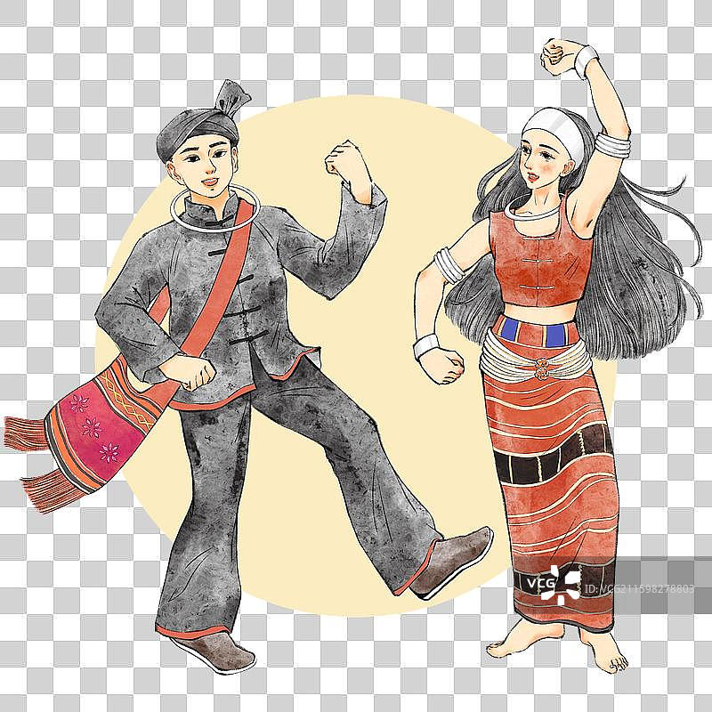 56民族，云南少数民族佤族。图片素材