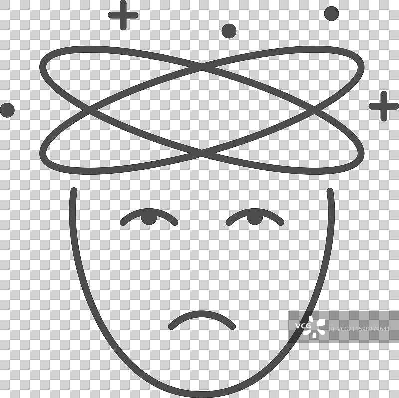头晕症状线条轮廓图标图片素材
