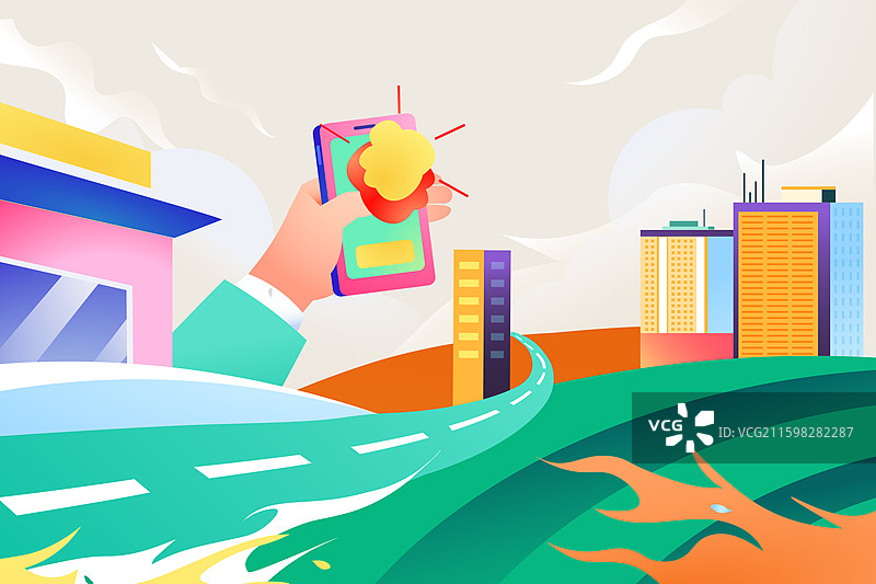 卡通购物电商消费促销优惠活动娱乐休闲生活商城互联网网购福利折扣购物节双十二年终大促城市渐变矢量插画图片素材