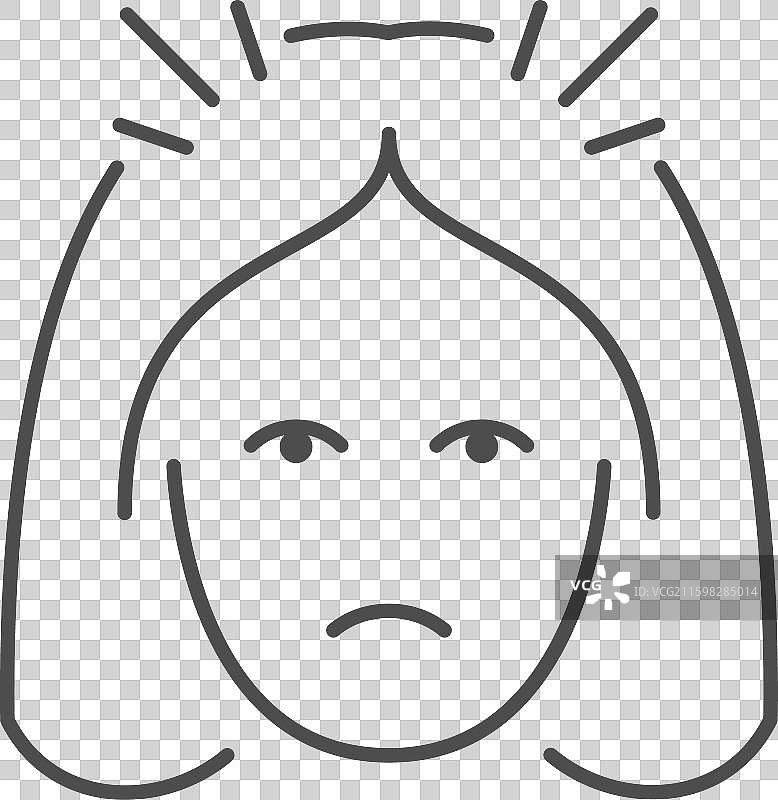 女性头痛线条图标图片素材