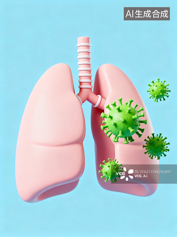 【AI数字艺术】肺部与病毒的呼吸系统健康威胁图片素材