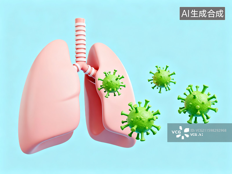 【AI数字艺术】肺部与病毒的呼吸系统健康威胁图片素材