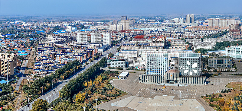 富裕县 人才公园 富裕镇 城市  航拍图片素材