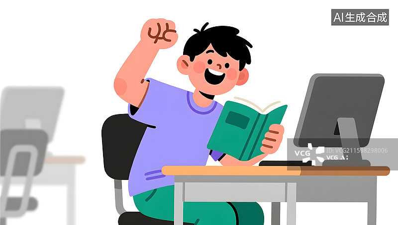 【AI数字艺术】高考加油的学生考试概念插画图片素材