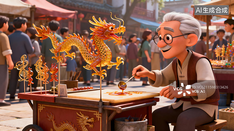 【AI数字艺术】3D非遗糖画图片素材