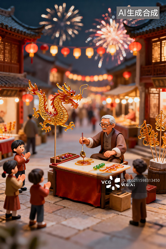 【AI数字艺术】非遗糖画微缩景观图片素材