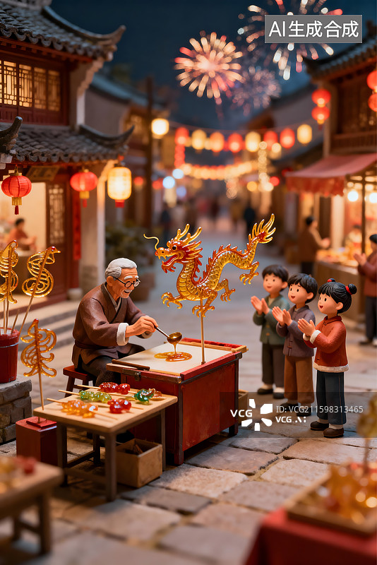 【AI数字艺术】非遗糖画微缩景观图片素材