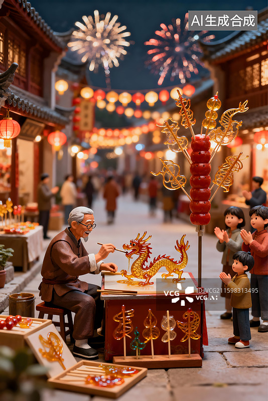 【AI数字艺术】非遗糖画微缩景观图片素材