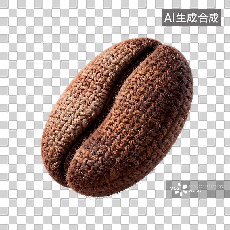 【AI数字艺术】可爱的毛绒绒毛线编织的咖啡豆图标免扣元素图片素材