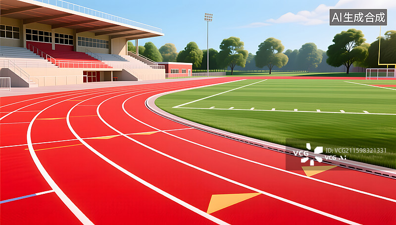 【AI数字艺术】运动比赛的跑道场景插画图片素材