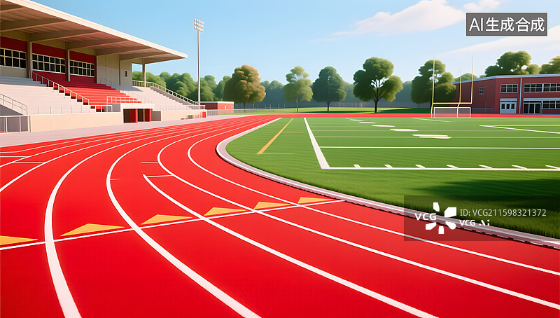 【AI数字艺术】运动比赛的跑道场景插画图片素材