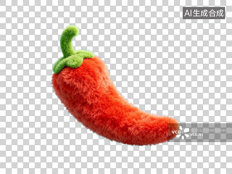 【AI数字艺术】3D卡通毛绒材质 红色辣椒图片素材