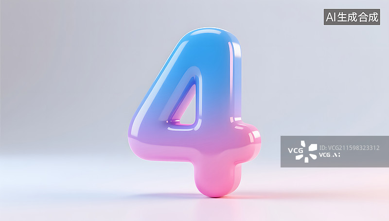 【AI数字艺术】3d数字4的周年纪念日插图图片素材