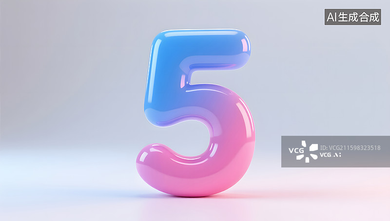【AI数字艺术】3d数字5的周年纪念日插图图片素材