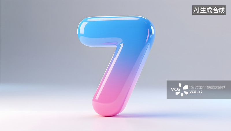 【AI数字艺术】3d数字7的周年纪念日插图图片素材