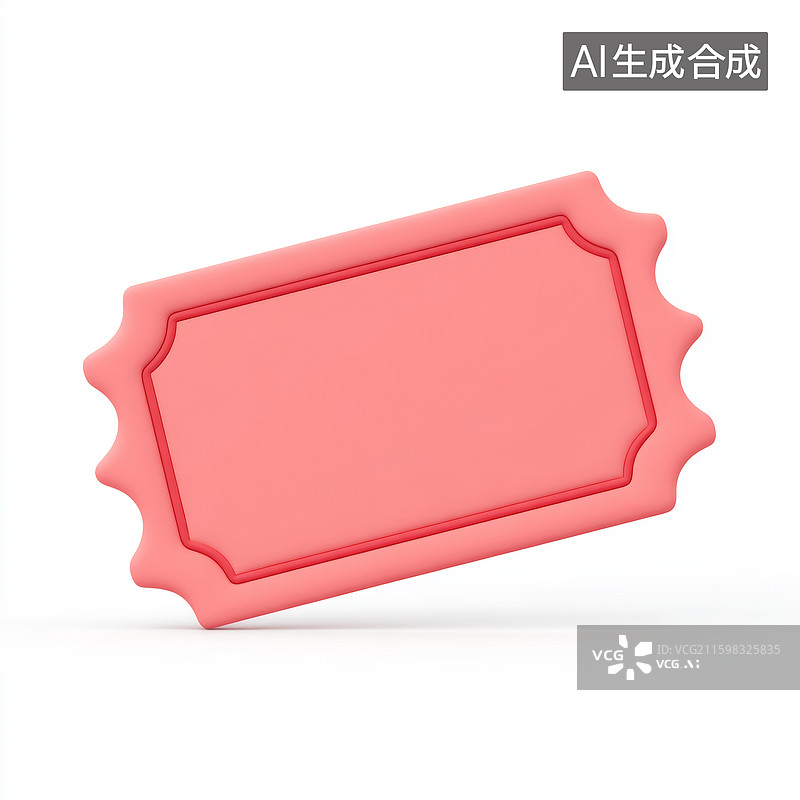 【AI数字艺术】粉色的3D立体票券图片素材