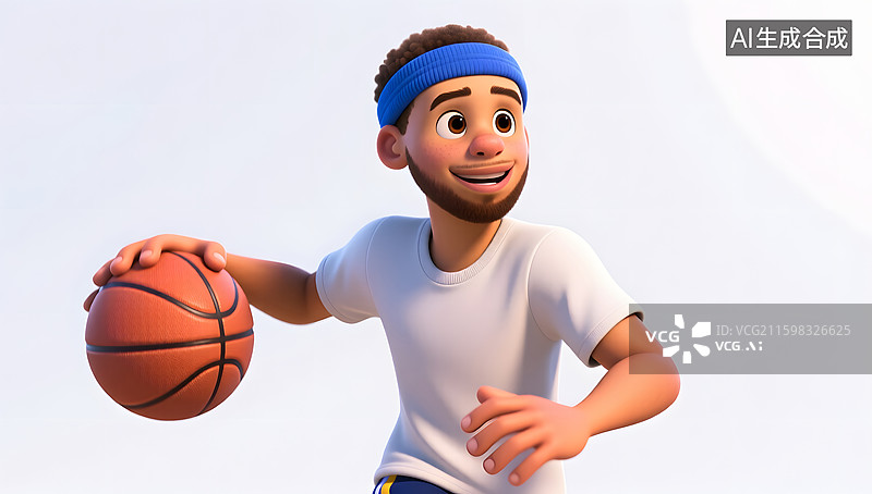 【AI数字艺术】三维卡通篮球人物运球插画图片素材