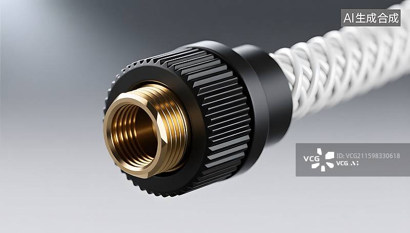 【AI数字艺术】黑色黄铜水管接头特写展示图片素材