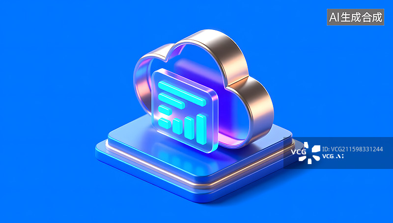 【AI数字艺术】科技云服务的网络安全三维插画图片素材