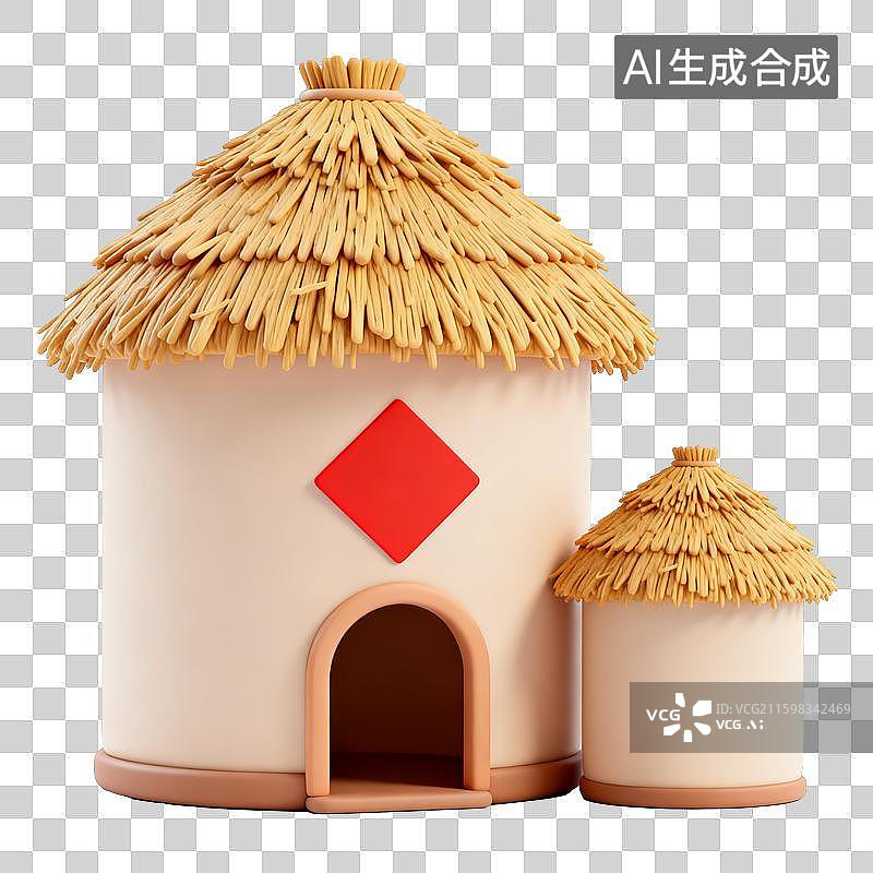 【AI数字艺术】秋季元素：3D卡通丰收小屋粮仓秋季元素素材图片素材