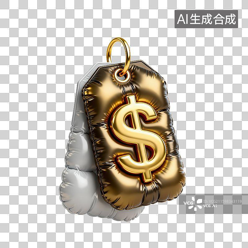 【AI数字艺术】3D三维膨胀气球风格$购物打折标签优惠券满减券促销挂牌符号元素图片素材
