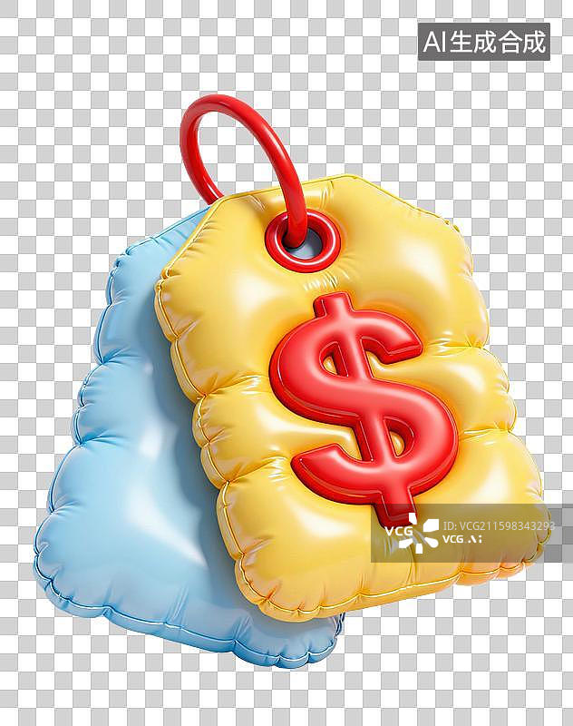 【AI数字艺术】3D三维膨胀气球风格$购物打折标签优惠券满减券促销挂牌符号元素图片素材