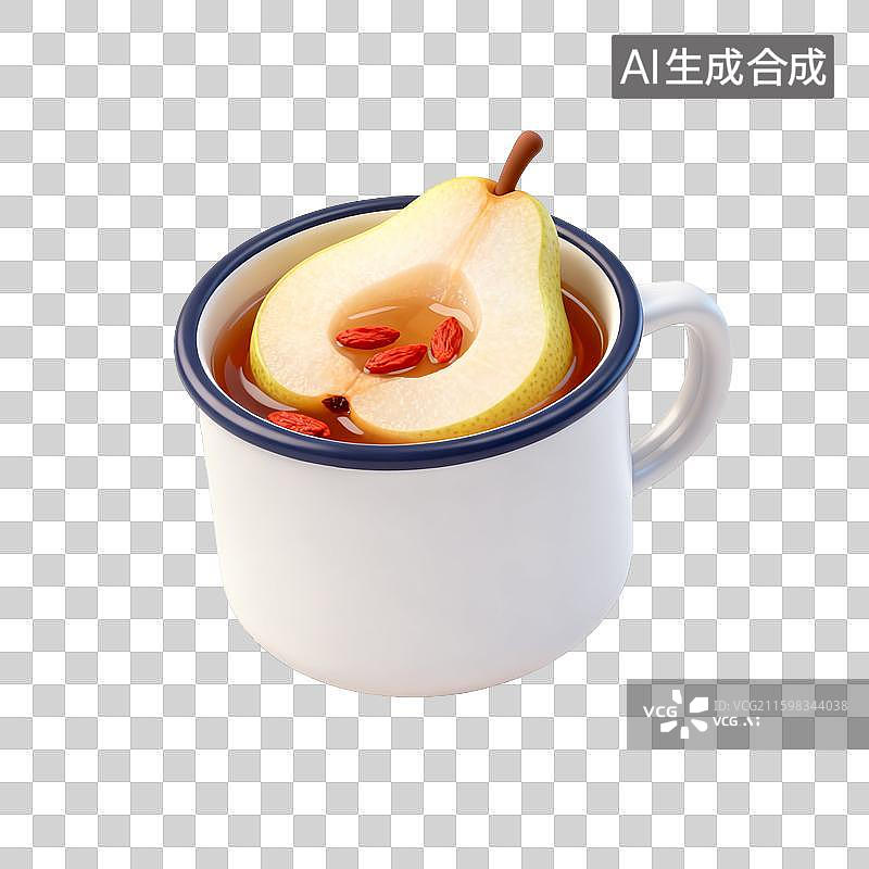 【AI数字艺术】秋季元素：3D卡通炖梨枸杞养生饮素材图片素材