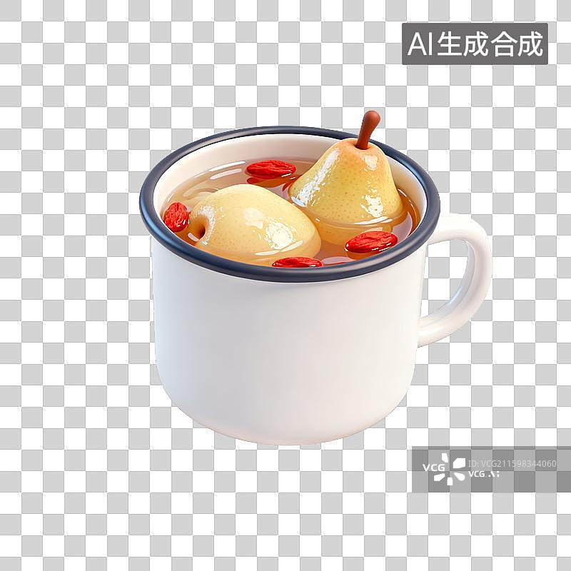 【AI数字艺术】秋季元素：3D卡通炖梨枸杞养生饮素材图片素材
