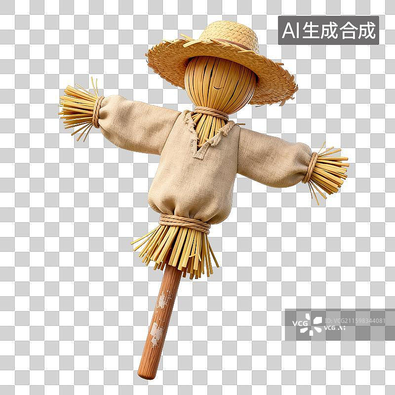 【AI数字艺术】秋季元素：3D卡通田园稻草人素材图片素材