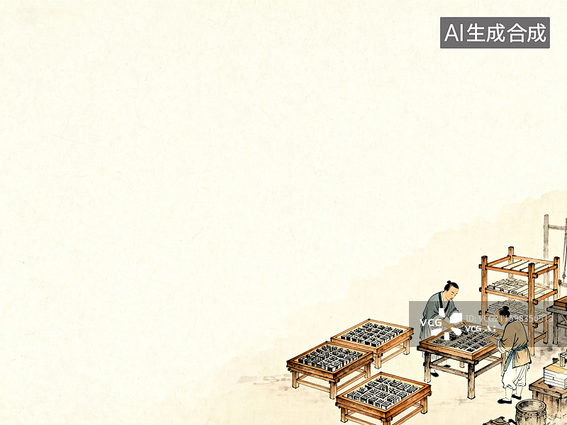 【AI数字艺术】古代中国活字印刷场景图片素材