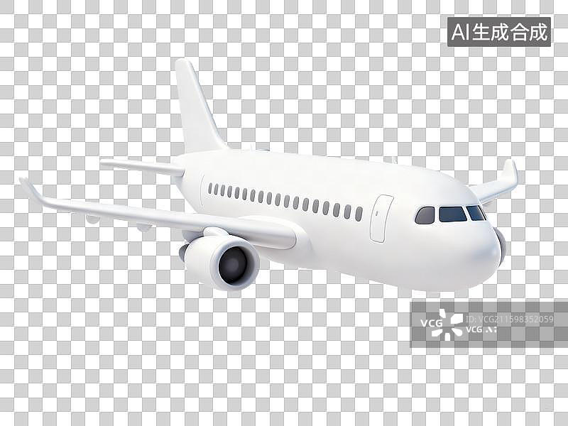 【AI数字艺术】民航客机 飞机 3D卡通 免抠元素背景图片素材