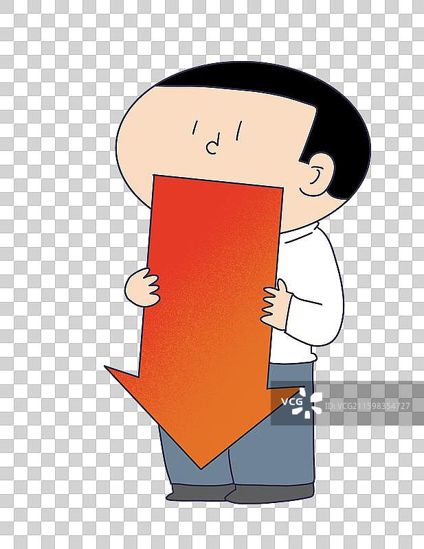 拿着向下箭头的人物图片素材