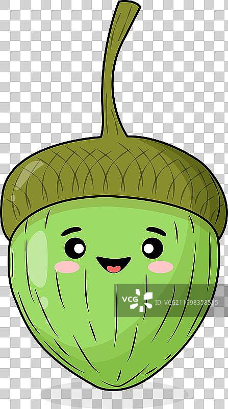 一只卡通风格的搞笑绿色橡子图片素材