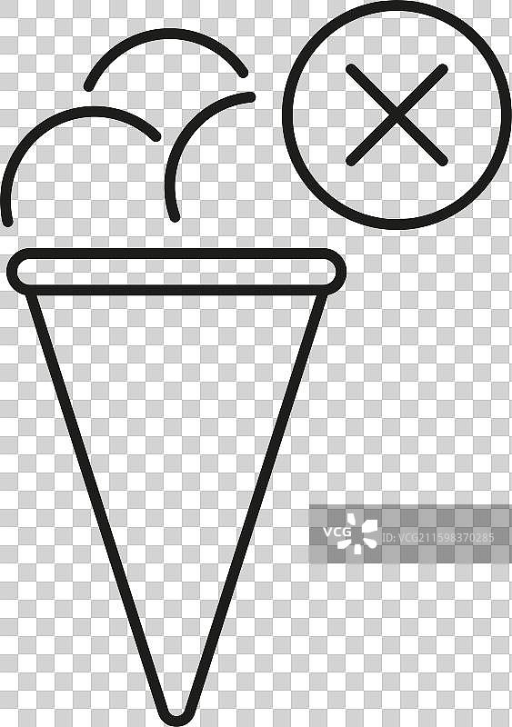 冰淇淋甜筒的线条图标，带有配料图片素材