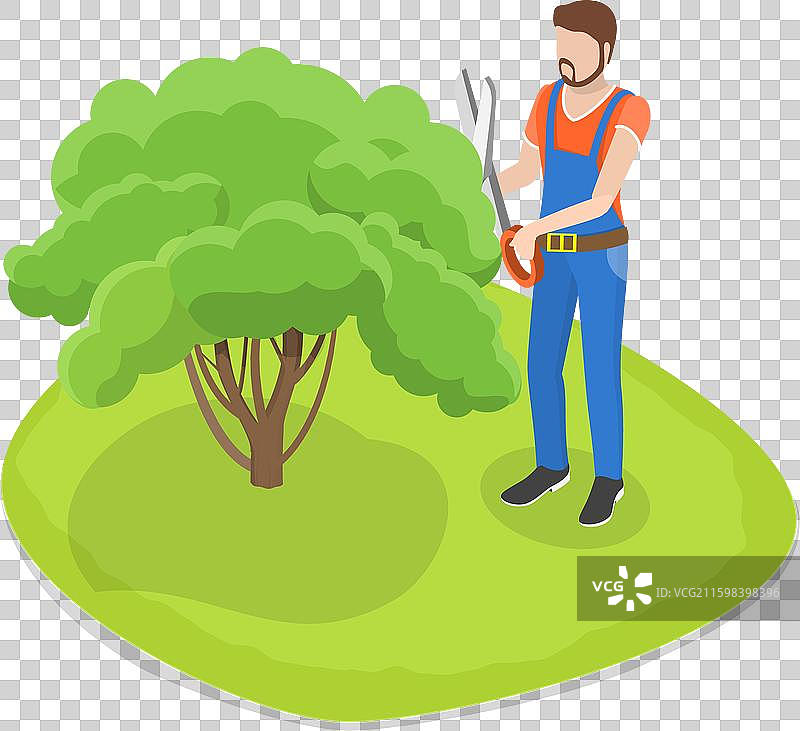 3D 等距平面风格的花园工具套装图片素材